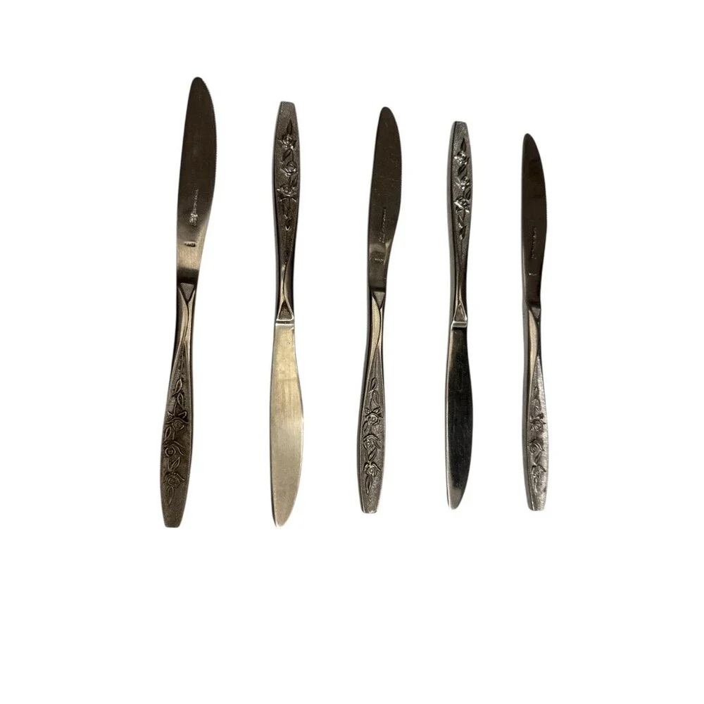 Ekco Eternal Rose Cotillion Stainless FloralFlatware Dinner Knives, 8.25